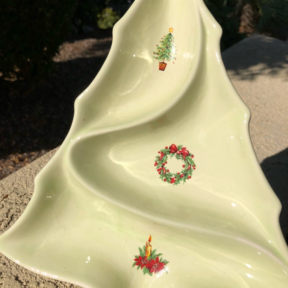 Atlantic Mold Vintage Divided Christmas Serving Tray 1960βs